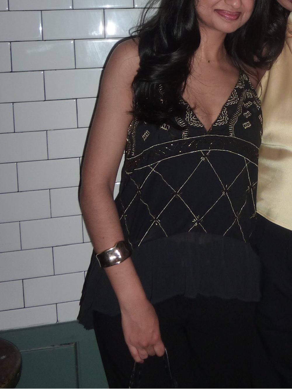 UO Black Beaded Flutter Top - Picture 6 of 6